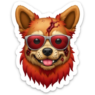 Zombie dog with red hair and sun glasses sticker