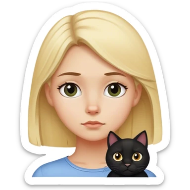Blonde girl thinking about black cat sticker