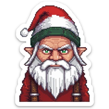 Grumpy-looking dwarf with white beard, red hat, frowning face with bushy eyebrows sticker