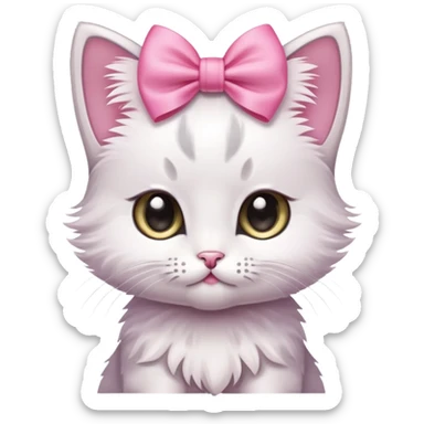 cute kitten with a pink bow sticker