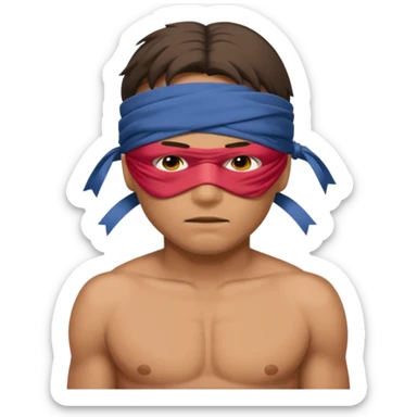 tied up man with blindfold shirtless sticker