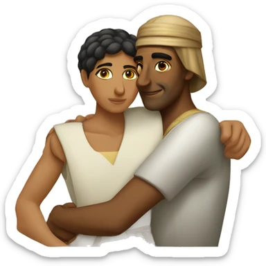 sicilian and egyptian person embracing sticker