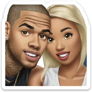 Hyper Realistic Chris Brown and beautiful Karruche Tran  sticker