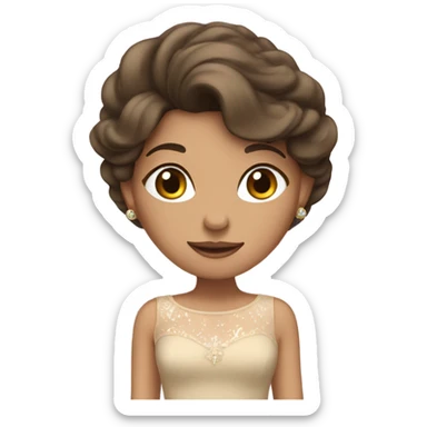 Brunette in a beige princess dress  sticker
