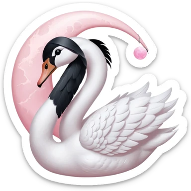White swan with pastel baby pink moon aesthetic with the letter" U " which should be hidden sticker