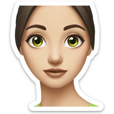 Beautiful Russian girl green eyes very long dark brown hair  sticker