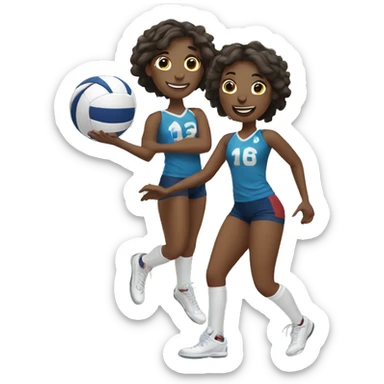 Twins playing volleyball sticker