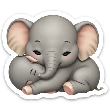 meme-worthy-cute-sleeping-baby-elephant-portrait-emoji,-head-resting-peacefully-with-a-contented-smile,-showcasing-a-delightfully-tiny-build-and-a-luxuriously-soft-gray-hide,-eyes-shut-in-a-serene,-restful-nap,-simplified sticker