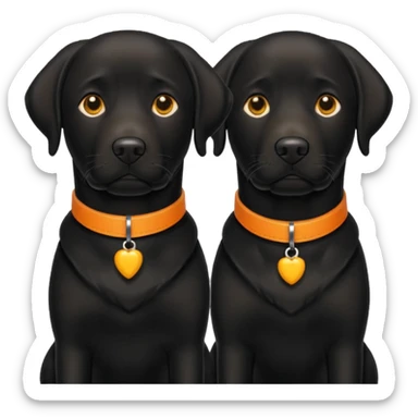 2 black labradors yellow and orange collar sticker