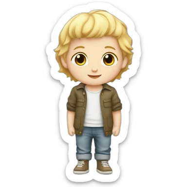 baby boy with blond hair5 and white skin full length sticker