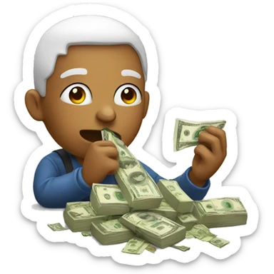Someone eating money sticker