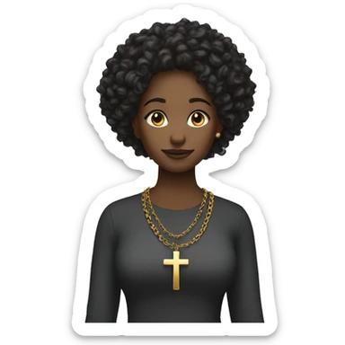 Full body christian black female long curly with cross necklace  sticker