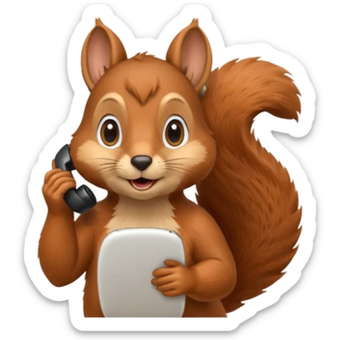 squirrel talking on a phone sticker