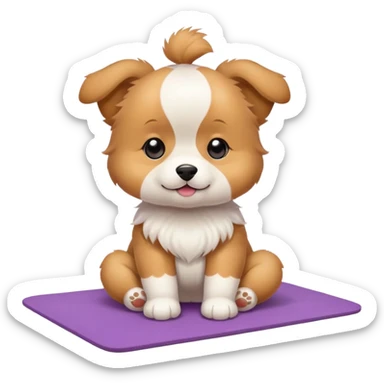 puppy doing yoga on yoga mat sticker