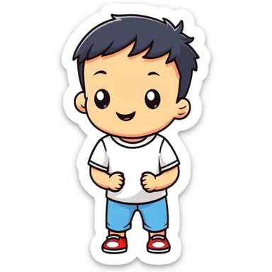 Cute little boy with a playful expression sticker