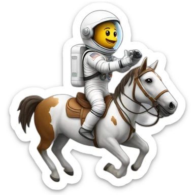 Astronaut with helmet closed riding a horse sticker