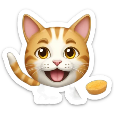 A cat with excited on watching food dish preparing sticker