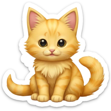A cute cartoon yellow kitten sitting and wagging its tail and animated and mover. sticker