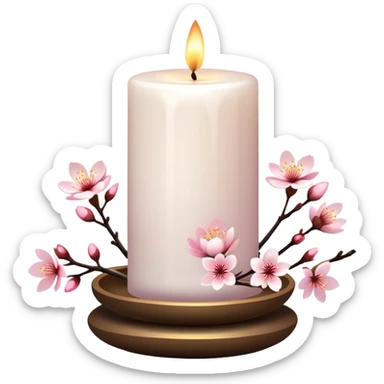 Zen meditative calm beautiful sakura candle aesthetic detailed decorations sticker