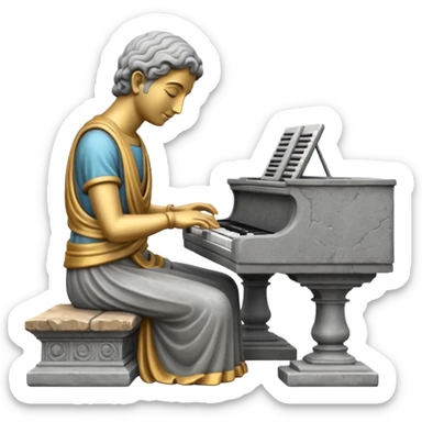 statue playing keyboard sticker