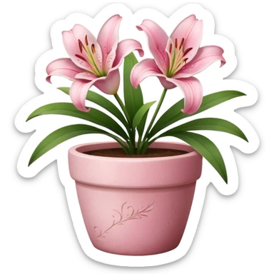 pink lily flower pot sticker