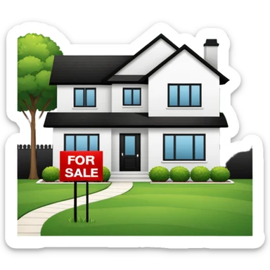 Casa en bienes y raices con el letrero de venta sticker