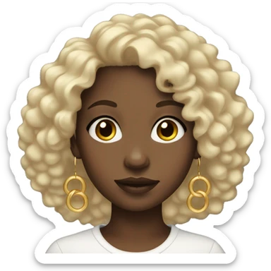 black girl with curly hair and gold hoop earrings  sticker