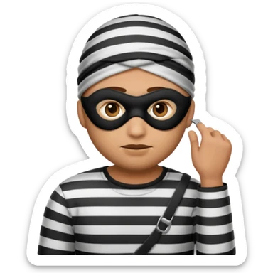A theif robber emoji,Stripped shirt.eye mask. sticker