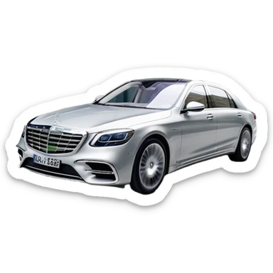 Mercedes-Benz S-Class (2022) – cinematic-realistic Mercedes-Benz S-Class emoji, its sleek silver body cutting through the city streets, a symbol of refinement and prestige. The air suspension glides over uneven terrain, while the driver enjoys the serene comfort of the cabin, surrounded by cutting-edge technology. sticker