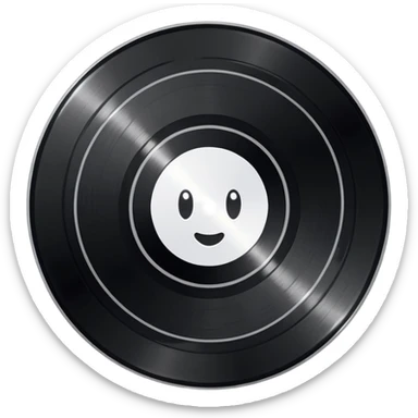 a black vinyl record with a all white blank center sticker