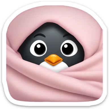 Cozy penguin in light pink blanket  sticker