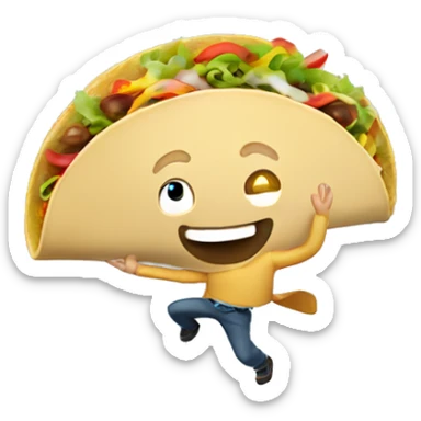 White guy catching a taco in the air sticker