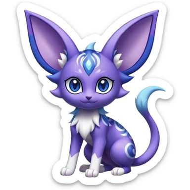 Shiny Exotic Cute Adorable Majestic Espeon-Meowstic-Hybrid-Creature with pattern-markings sticker