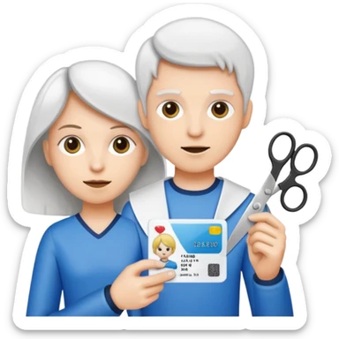 Scissors cutting an ID card in 2 halfs.hyper realistic sticker