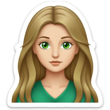 Mujer de piel clara y pelo rubio oscuro, ojos verdes y pelo largo sticker