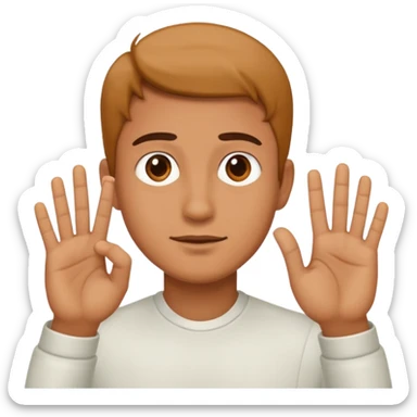 a man making the gesture of not seeing sticker