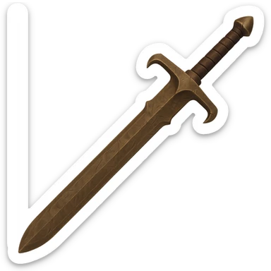 Create a bronze, worn version of a two-handed sword. Change the blade and guard to bronze with scratches and signs of wear. Remove all gems. The style should emulate the emoji style with a transparent background. sticker