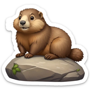 Fat marmot lying on a rock sticker