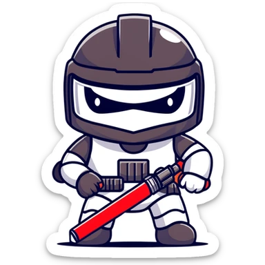 Oreo cookie dressed as Darth Vader with iconic black helmet and red lightsaber sticker