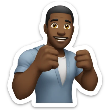 A black man raising his fists straight up sticker