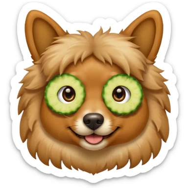 dog relaxing spa with cumcumbers in their eyes sticker