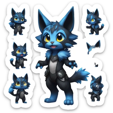Anthro-Edgy-Cool-Dark-Contrast-Colors-Fantasy-Fur-Sona-Chibi-Shiny-Fakémon-Hybrid full body sticker