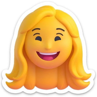 3D smiley emoji, girl style, long hair, smiling face, with the name 'Andrea' below in a cool, youthful, elegant font sticker
