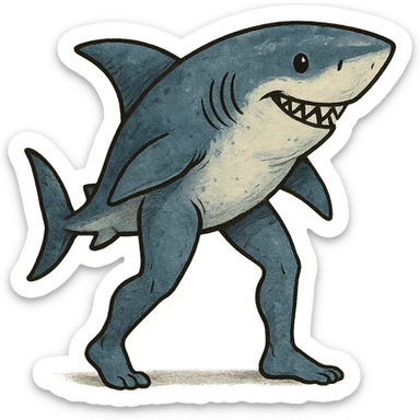 shark with legs, creative style sticker