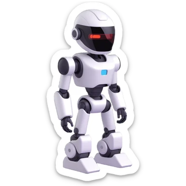 a sleek AI robot with a visor, minimalist design sticker