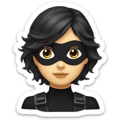 Chat noir et blanc dans les bras d’une fille brune sticker