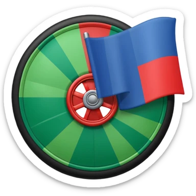 Drapeau bande bleu en haut bande verte en bas et roue rouge au milieu sticker