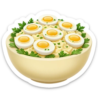 a bowl of egg salad, simple, clear sticker