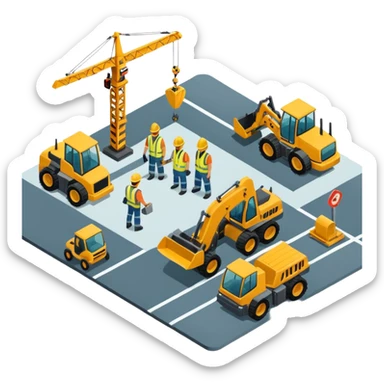 create isometric of cathay construction airport sticker