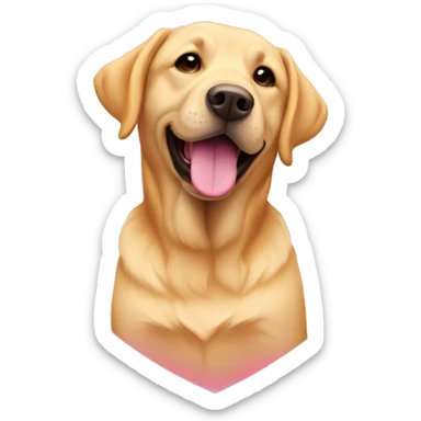 A golden Labrador Retriever inside a pink heart sticker